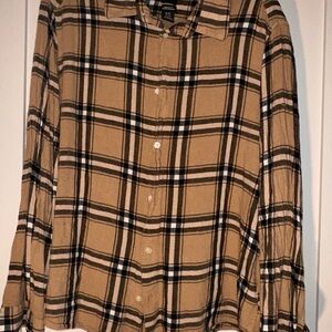 H&M Men's Beige Plaid Button Down Shirt